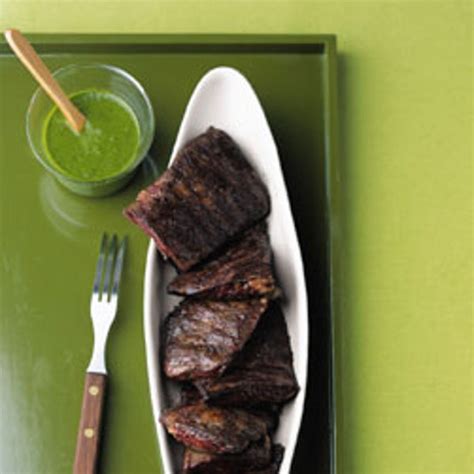 skirt-steak-with-cilantro-garlic-sauce-recipe-epicurious image