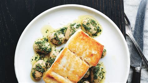 pan-roasted-halibut-with-herbed-corona-beans-bon image