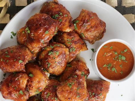 sweet-and-spicy-apricot-bbq-chicken-thighs-food image