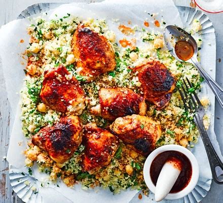 harissa-sticky-chicken-with-couscous-recipe-bbc-good image