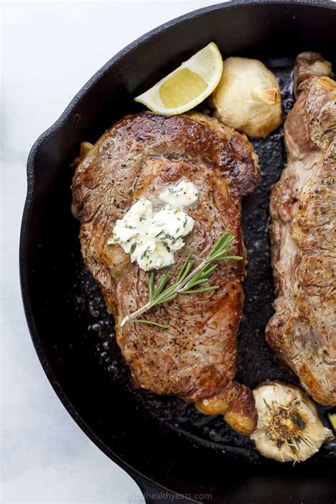 pan-seared-ribeye-steak-recipe-with-herb-butter-joyful image