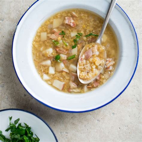 hearty-red-lentil-bacon-and-potato-soup-food-wine image