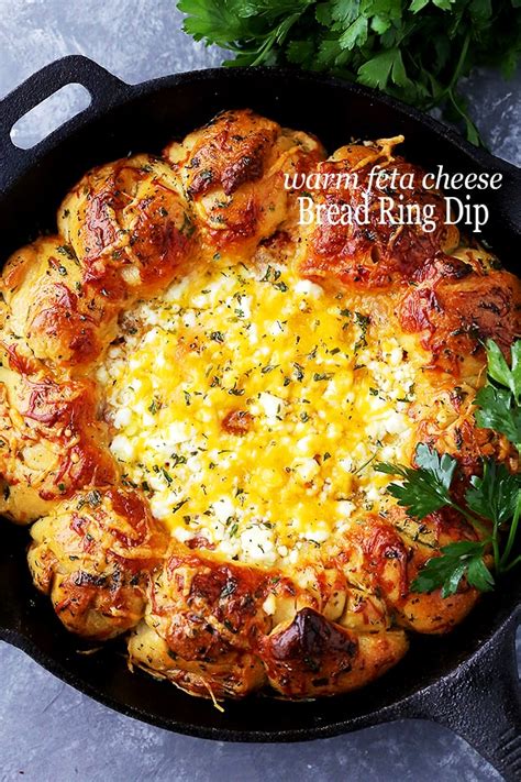 warm-feta-cheese-bread-ring-dip-diethood image
