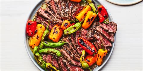 grilled-steak-and-mixed-peppers-recipe-epicurious image