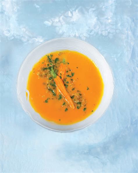 chilled-carrot-soup-recipe-martha-stewart image