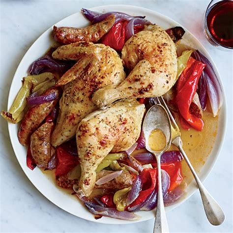 roast-chicken-with-sausage-and-peppers-food-wine image