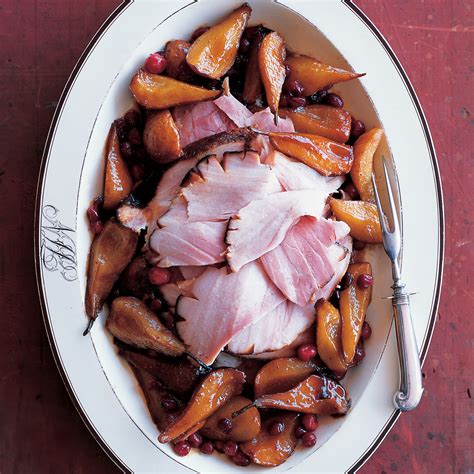 honeyed-ham-with-pears-and-cranberries-martha-stewart image