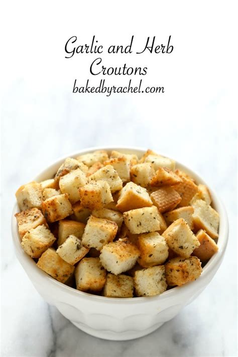 homemade-garlic-and-herb-croutons-baked-by-rachel image