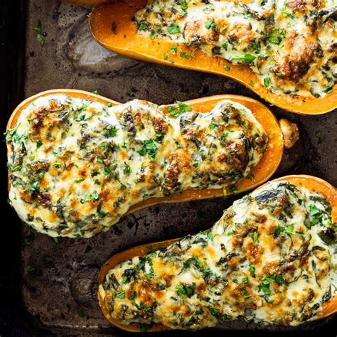 creamed-spinach-stuffed-butternut-squash-simply image