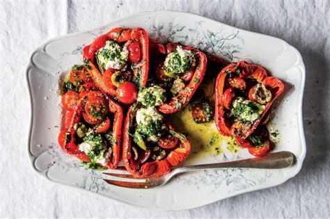 roasted-red-peppers-and-cherry-tomatoes-with-ricotta image