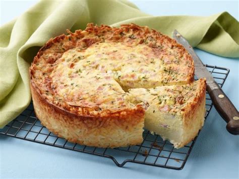 deep-dish-hash-brown-ham-and-cheese-quiche-food image