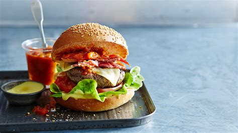 beef-burger-with-the-lot-burger-recipe-sbs-food image