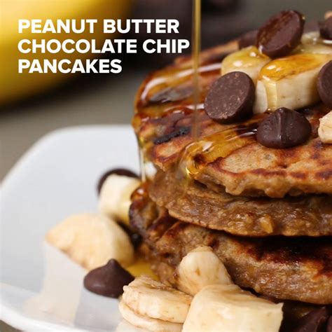 healthy-peanut-butter-chocolate-chip-pancakes-tasty image