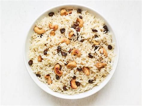 basmati-rice-with-fried-cashews-and-raisins-food-network image