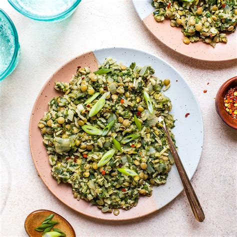 one-pot-lentils-rice-with-spinach-eatingwell image