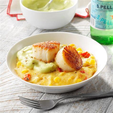 seared-scallops-with-polenta-and-avocado image