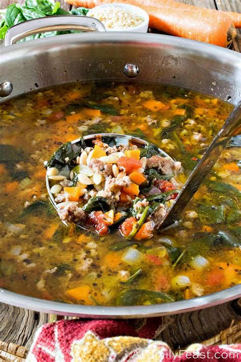orzo-spinach-italian-sausage-soup-a-family-feast image