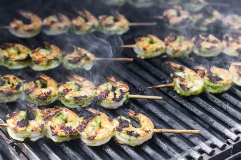 grilled-pesto-shrimp-skewers-recipe-the-black image