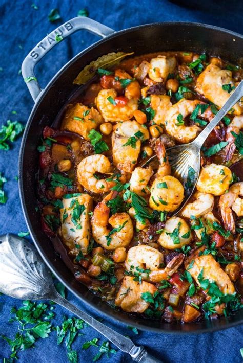 spanish-seafood-stew-with-chorizo-and-chickpeas image