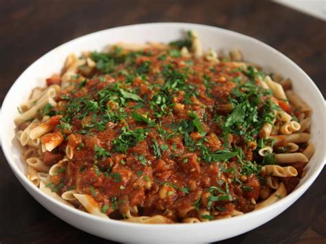 chorizo-and-chickpea-sauce-with-rice-pasta-food-network image