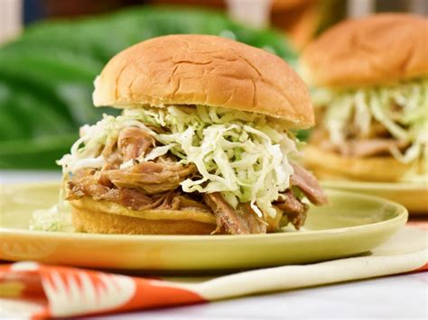 slow-cooker-hawaiian-pulled-pork-sandwiches-food-network image
