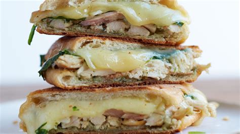 chicken-panini-with-spinach-and-pesto-food-wine image