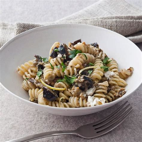 fusilli-with-roasted-eggplant-and-goat-cheese-food-wine image