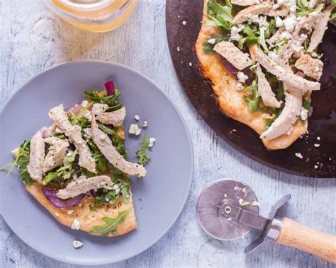 grilled-chicken-arugula-blue-cheese-pizza image