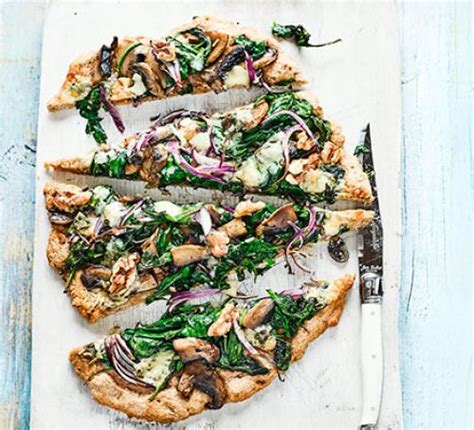spinach-blue-cheese-pizza-recipe-bbc-good-food image