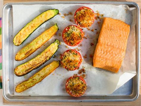salmon-and-zucchini-sheet-pan-dinner-food-network image