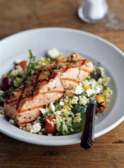 grilled-salmon-with-orzo-feta-and-red-wine-vinaigrette image