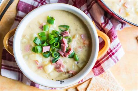 cheesy-ham-and-potato-soup-recipe-foodcom image