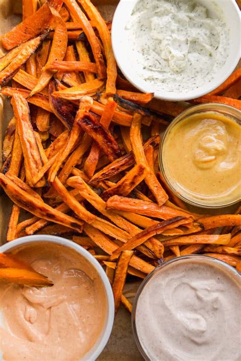 homemade-sweet-potato-fries-with-dipping-sauces image