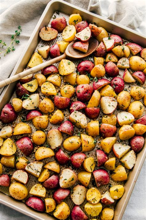 sheet-pan-garlic-butter-roasted-potatoes-the-food-cafe image