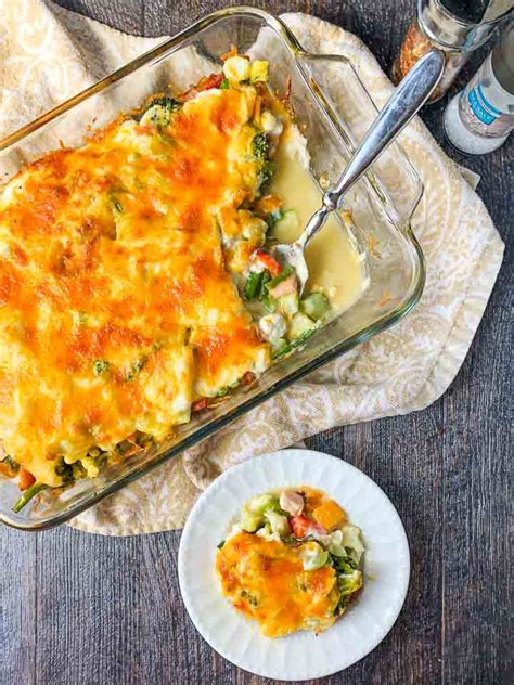 low-carb-creamy-vegetables-ham-casserole-great image