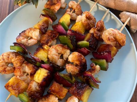 spicy-pineapple-glazed-shrimp-kebabs-food-network image