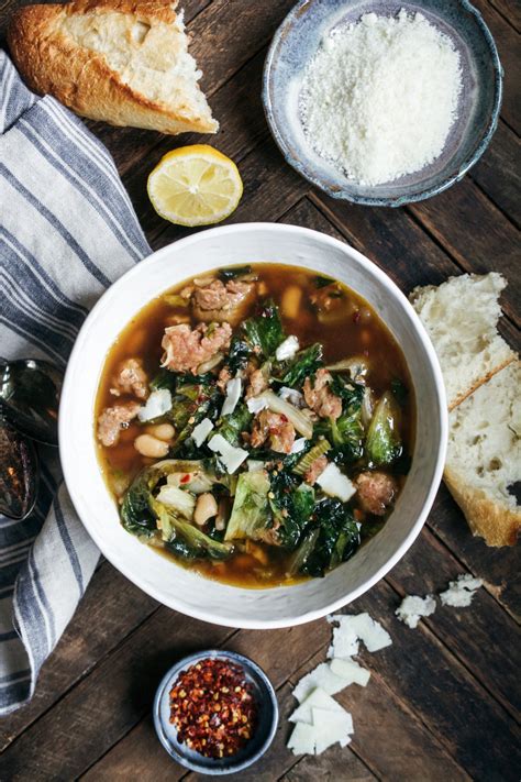 escarole-and-white-bean-soup-with-italian-sausage image
