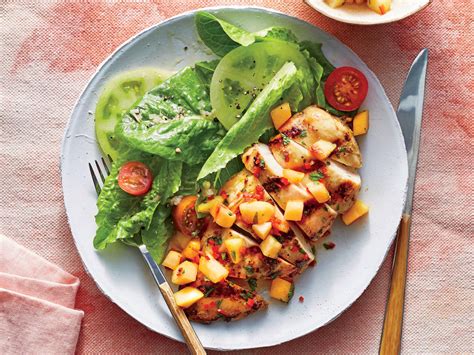 pan-grilled-chicken-with-peach-salsa-recipe-cooking image