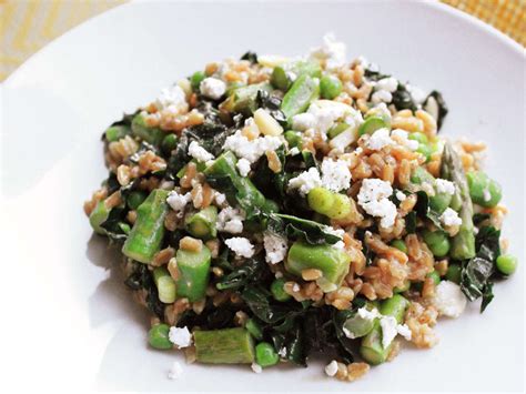 warm-farro-salad-with-asparagus-peas-and-feta image