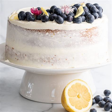 lemon-cornmeal-cake-with-blueberries-a-red-spatula image