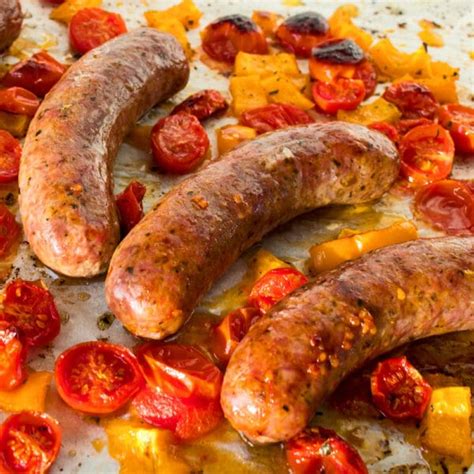 baked-italian-sausage-easy-sheet-pan image