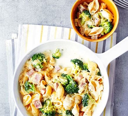 cheesy-ham-broccoli-pasta-recipe-bbc-good-food image
