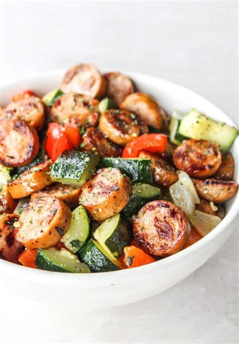 20-minute-skillet-sausage-zucchini-the-whole image