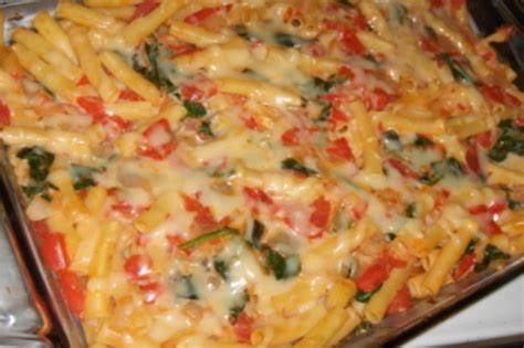 ziti-baked-with-spinach-tomatoes-and-smoked-gouda image