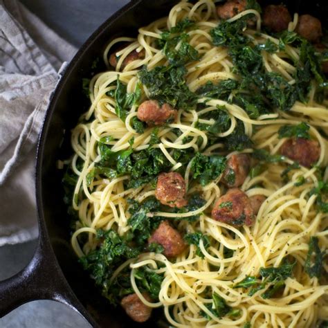 spaghetti-with-kale-and-spicy-sausage image