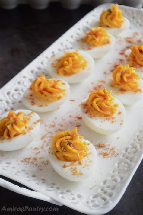 spicy-deviled-eggs-with-harissa-amiras-pantry image