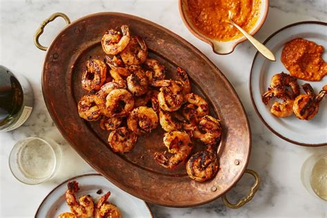 best-grilled-shrimp-recipe-with-romesco-sauce image