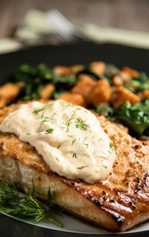 grilled-salmon-with-tartar-sauce-and-sweet-potatoes image
