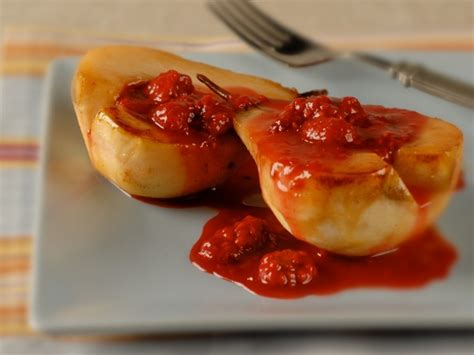 baked-pears-with-raspberry-sauce-recipe-pbs-food image
