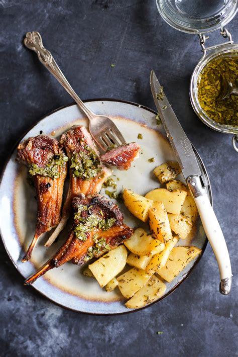 easy-pan-seared-lamb-chops-with-mint-chimichurri image